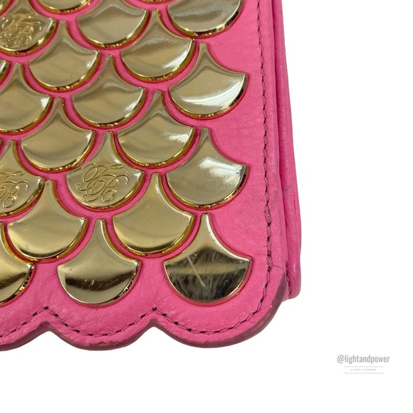Ted Baker Fluorescent Pink Scallop Edge Clutch EUC - Picture 6 of 14